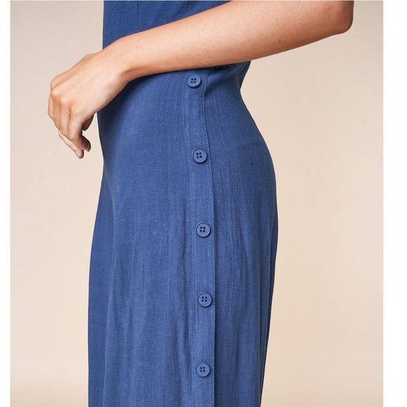 Blue Wide Leg Cropped Jumpsuit - Picture 4 of 4